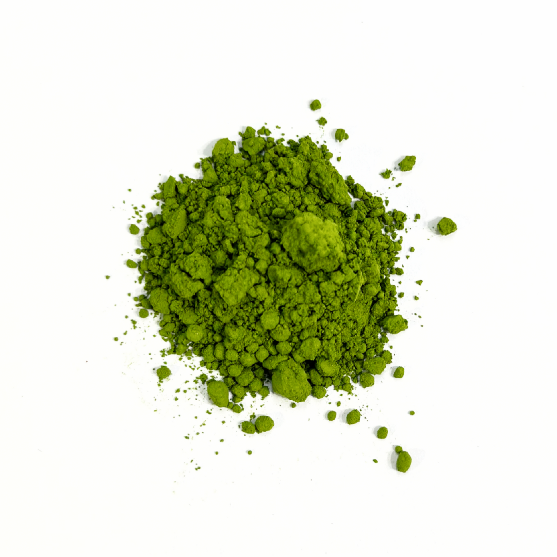 Matcha powder (Uji Kyoto MATSU Edition) on a white background