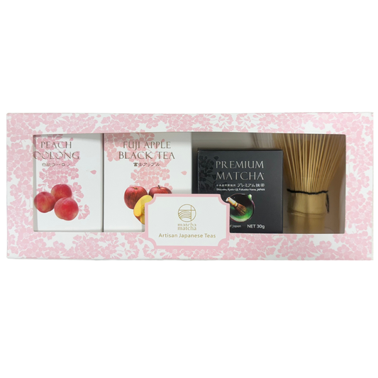 Matcha and Fruits Tea Gift Set – Japanese Ceremonial Matcha, Peach and Apple Tea Bags